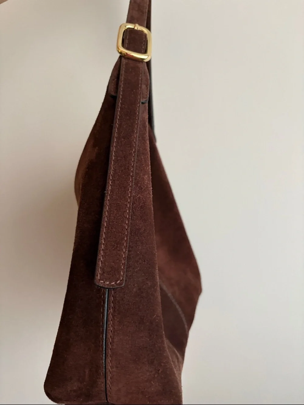L'INTERVALLE Dark Brown Suede Shoulder Bag - Picture 2 of 10